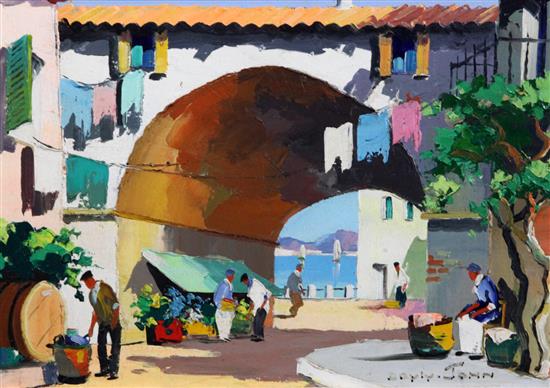 § Cecil Rochfort DOyly John (1906-1993) The Archway Flower Stall 10 x 14in.
